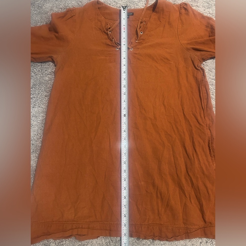 Who What Wear Medium Orange Lace-Up Dress - Picture 7 of 7